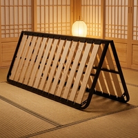 Cadre de lit réglable minimaliste Japandi en rotin, taille Queen/King, pour petit espace, appartement, chambre à coucher