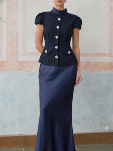 TWOTWINSTYL da donna nuovo elegante e snellente <span class=keywords><strong>due</strong></span> pezzi Set tunica manica corta e gonna a vita alta Hit Color tinta unita - Product Image 4