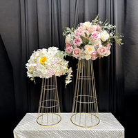 Vases trompettes en métal doré personnalisés, modernes et simples, pour arrangements floraux, centres de table de mariage et d'anniversaire, socles décoratifs faciles à assembler