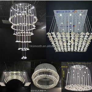 SMOOTH Light Luxury <b>White</b> Petal Flower <b>Hanging</b> Crystal Lamp Custom Square Chandelier Decorative For Wedding Ceiling - Product Image 5