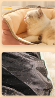 Winterfestes, dickes, warmes, halbumschlossenes Katzen- und Hundebett, dreilagig, achteckig, aus PP, faltbar, abnehmbar und waschbar, luxuriös, modern.
