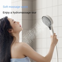 Robinet de douche de luxe à affichage numérique à quatre fonctions Style rond poli pour massage d'appartement et d'hôtel et motif de jet