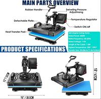 Mesin Press Panas Combo 8-in-1 29x38cm Digital Sublimasi untuk Pencetakan Kaos, Mug, Topi, dan Plat