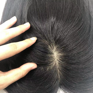 1B ฐานผ้าไหมที่มีคุณภาพสูงแฮร์พีซผูกด้วยมือพร้อมคลิปหนีบผมแท้ - Product Image 4