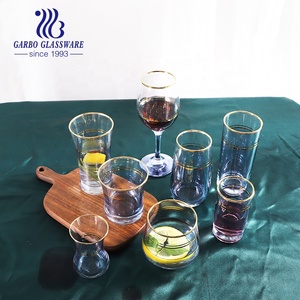 Gobelet <span class=keywords><strong>en</strong></span> <span class=keywords><strong>verre</strong></span> bleu avec bordure dorée, 10.5oz, pour mariage, mariage, verres à vin, verres à pied pour flûtes à champagne - Product Image 2