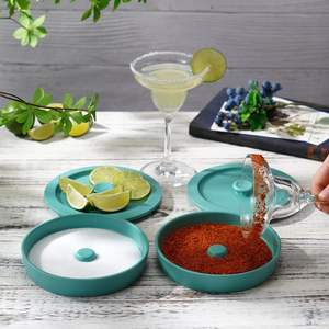 Lot de 2 accessoires de bar écologiques pour la maison Rimmer en verre de margarita à motifs végétaux avec couvercles pour cocktails Cadeau de cocktail - Product Image 4