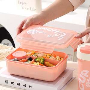 Lonchera Bento de Plástico para Niños de 1000 ml, Libre de BPA, Apta para Microondas, <span class=keywords><strong>con</strong></span> 3 Compartimentos, Lonchera Infantil para la Escuela, Contenedor de Alimentos Apto para Microondas - Product Image 4