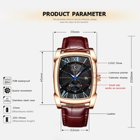 Montres pour hommes CHENXI, bracelet en cuir noir, étanche, montre à quartz carrée, chronographe à six aiguilles, montre-bracelet pour homme, Relojes