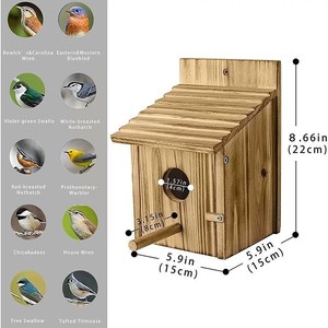 Casa de Pájaros de Madera para Exteriores, Colgante, de Pino Sólido, Nido para Pájaros Pequeños, Color Madera Natural, para Observación de Aves en el Patio Trasero - Product Image 5