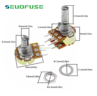 Potentiomètre rotatif de contrôle de vitesse de Volume à double canal WH148 de haute qualité 15MM 20MM 3Pin 6Pin B1K ~ B1M