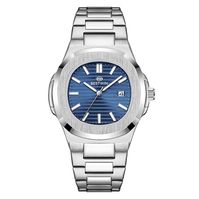 Best Win Brand Stainless Steel Band Quartz Watch Customized Logo Calendar Luminous Waterproof SEIKO Movement 40mm Dial Fashion