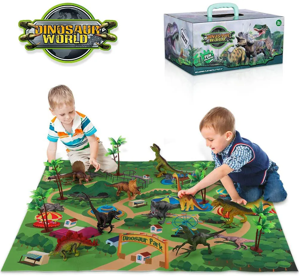 ילדים של פרהיסטורי דינוזאור צעצוע סט בעלי החיים עולם ביולוגי דגם עם לשחק מחצלת למידת פאזל לילדים
