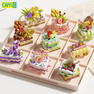 Ensemble de blocs de construction de gâteaux 9 Designs - Modèles de gâteaux à la fraise, au chocolat, au cheesecake à la mangue pour cadeau DIY pour la décoration de magasin - Product Image 2