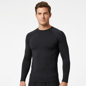 Chemise de sport à manches longues noire pour homme, à séchage rapide, en polyester, coupe adulte, 2027 - Product Image 1