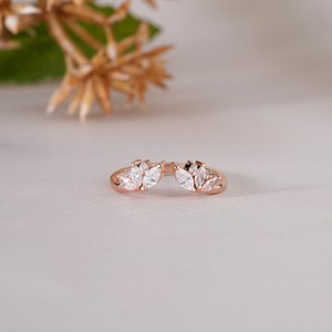 Elegante Anillo Abierto de Oro con Diamantes para Mujer, Ajustable, con Banda de Cristal, Regalo de Compromiso, Boda, Aniversario, Joyería Fina - Product Image 1
