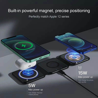 Chargeur sans fil électrique pliable avec aimant 7,5W 5W 3 en 1, protection OTP pour la charge rapide de la montre, chargeur sans fil pour l'extérieur