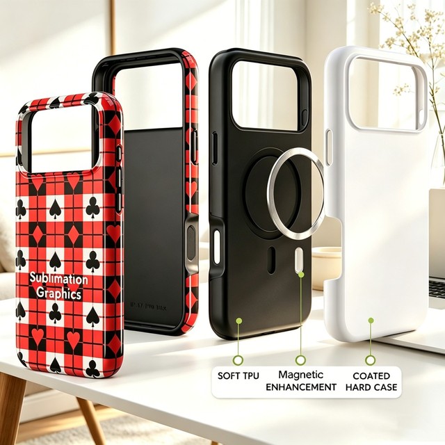 Fonlyu 2 in 1 Blank Case with Magnet for 3D Sublimation Printing Phone Case DIY Heat Transfer Film Protective Covers for iPhone