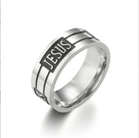Bague pour homme en acier inoxydable, largeur 8 mm, style rétro, motif croix, argent et noir, design unique et massif
