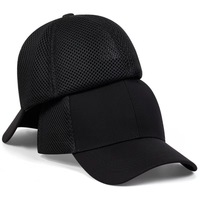 Topi Baseball Pria Model Rugged Flex Fitted 6-Panel 100% Katun dengan Bagian Belakang Berjaring, Dapat Dicuci Mesin (1 Buah)