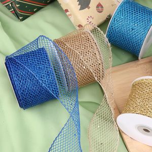 Pita Satin Poliester Berujung Metalik dengan Glitter Biru untuk Pita Natal-Warna Dapat Disesuaikan - Product Image 6