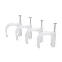 Clip de câble rond en plastique PE blanc de haute qualité avec clou en acier, fixation pour gestion de câbles circulaires de 4 à 25 mm pour fixation murale électrique