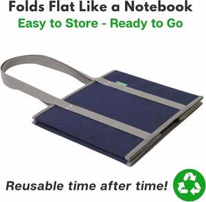 Heavy Duty Reusable Foldable Shopping Bag Fold <b>Flat</b> Large Non Woven <b>Box</b> Bag Grocery Bag 3 <b>Pack</b> - Product Image 6