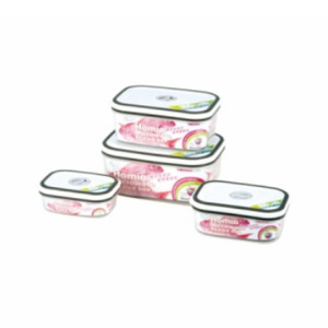 Rectangular <b>Microwave</b> Food Storage Container Set 4 Pieces Airtight Clip On <b>Lid</b> Kitchen Refrigerator Use - Product Image 1