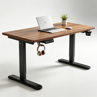 Bureau électrique réglable en hauteur, bureau de jeu électrique assis-debout, bureau d'ordinateur pour la maison et le bureau avec porte-gobelet et crochet pour casque