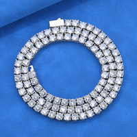 Collier Chaîne Tennis Fealux en Moissanite, Argent 925, Sertissage Glacé, Coupe Ronde, Testeur de Diamant, Bijoux Fins pour Femme, Cadeau