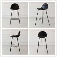 Tabouret de bar moderne et minimaliste en cuir, dossier haut en fer forgé, non rotatif, pour usage domestique et commercial, design transfrontalier