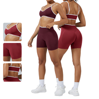 Setelan Olahraga Contoh Gratis Warna Kontras Tanpa Punggung Ketat untuk Yoga dan Lari Bahan Spandex/Nylon Pinggang Elastis