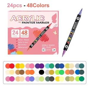 ปากกาสีอะคริลิคแบบหัวคู่ 168 สี สำหรับศิลปิน งาน DIY บนผ้าใบ ไม้ หิน งานฝีมือ หมึกสูตรแอลกอฮอล์/น้ำ แห้งเร็ว กันน้ำ - Product Image 4