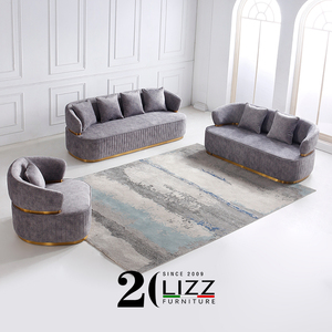 أثاث صالون فوشان أثاث منحني فاخر 1 + 2 + 3 مقاعد غرفة معيشة إيطالية - Product Image 2