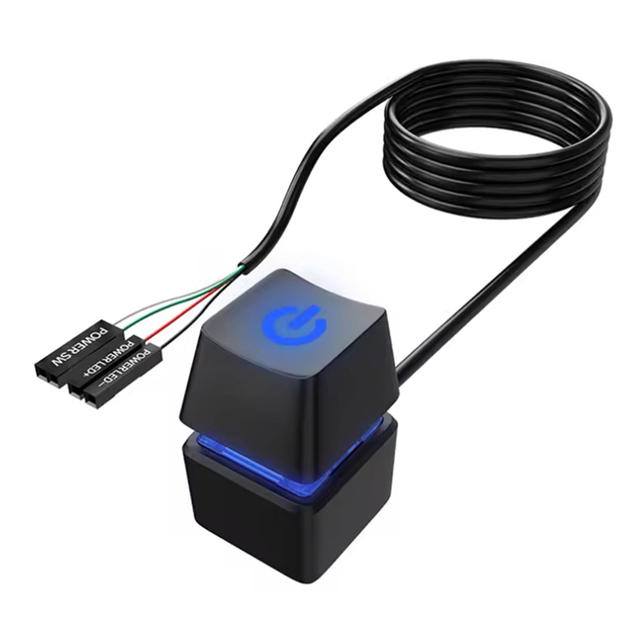 LED Light Computer Desktop Round Power Switch PC Motherboard External Start Power Button Extension Cable for Home