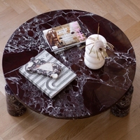 Table d'appoint moderne en marbre Rosso Levanto de luxe pour salon, chambre, hall d'hôtel, meuble d'appoint
