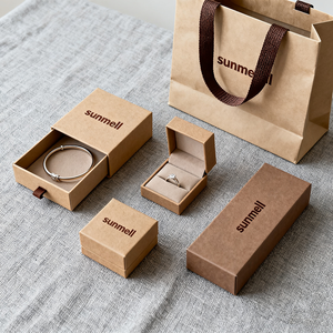 Thiết kế mới lạ giá thấp Cá nhân hoá hộp đồ trang sức sang trọng biểu tượng tùy chỉnh đồ trang sức màu nâu bao bì các tông Ngăn kéo trượt hộp - Product Image 4