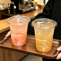 Gobelet à smoothie réutilisable multicolore en plastique épaissi avec couvercle et paille, personnalisable avec logo, pour milkshake, bubble tea, café et magasins