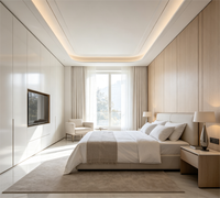 Nordisches Minimalistisches Sperrholz Hotel-Projekt Griffloses Platzsparendes Integriertes TV-Sideboard Andere Schlafzimmermöbel Kleiderschrank