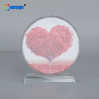 Cadre de lunettes en cristal rond de taille moyenne avec revêtement par sublimation, décoration de table BSJ-03E