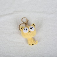 Vente en gros de jouets animaux en crochet Kawaii, Amigurumis tricotés, porte-clés chaton noir porte-bonheur en crochet, poupée Amigurumi en crochet