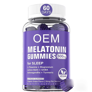 OEM ODM Melatonin 10mg Gummies 60 Count with L-Theanine Magnesium Ashwagandha Grape Dietary Supplement - Product Image 1