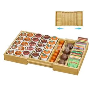 Wooden Coffee Capsule Storage <b>Box</b> With <b>Tea</b> Bag Organizer Desktop Drawer Organizer For Office Use Rectangle 5cm High - Product Image 1