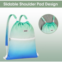 Sac à dos imperméable à cordon de serrage, motif personnalisé, avec poche avant zippée, imprimé dégradé, sac de sport pour marathon et gym