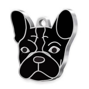 Breloque de collier pour chien en métal noir, motif bouledogue français - Product Image 1