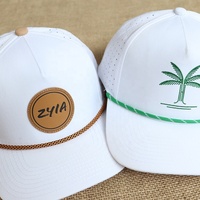 Topi Snapback Surf 5 Panel Anti Air Warna Putih Custom Pabrik, Berlubang Laser Cut, Bahan Polyester, Cocok untuk Golf dan Aktivitas Luar Ruangan