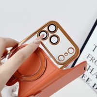 Étui de téléphone en cuir à rabat magnétique pour iPhone 12-18 Pro Max, porte-cartes électroplaqué, coque de protection antichoc