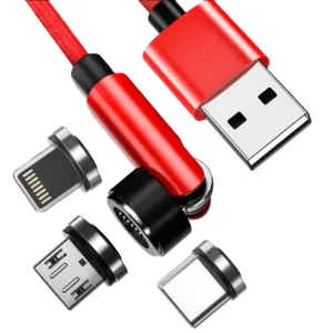Kabel USB tipe-c ke tiga jenis konektor (melalui magnet ke konektor) untuk semua jenis ponsel