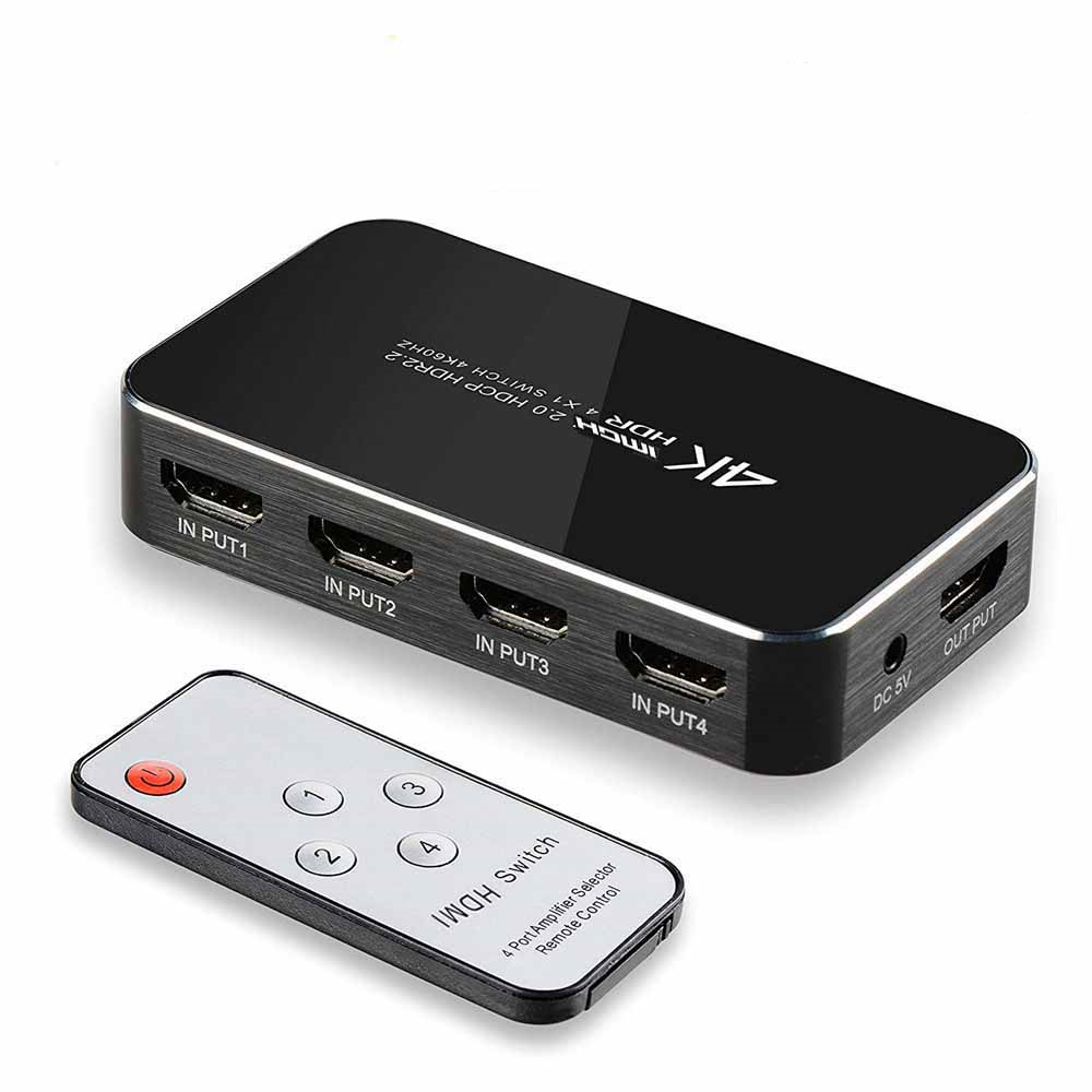 Сетевой коммутатор 4 в 1, разветвитель HDTV 4K 60 Гц, разветвитель 4K * 2K 1080P 3D HDTV 2,0, переключатель с поддержкой RGB 4:4, HDR, переключатель с дистанционным управлением