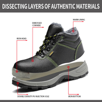 Chaussures de Sécurité Professionnelles d'Hiver Rembourrées en Coton pour Homme avec Embouts en Acier, Anti-écrasement, Anti-perforation et Antidérapantes