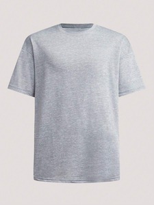 Conjunto de dos piezas para hombre, camiseta informal holgada de color gris claro y pantalones cortos tipo cargo, disponible en fábrica, personalización disponible. F10 - Product Image 3